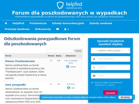 Forum.helpfind.pl dotyczące odszkodowań